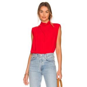 AMANDA UPRICHARD Fabienne Sleeveless Top Pleated Flowy Crimson Red Women's M